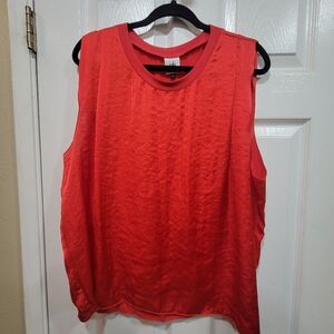 CAbi Vibrant Coral-Red Sleeveless Tank, Women Size XL